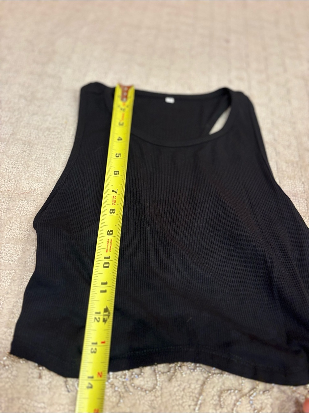 Black Cropped Tank Silver Rhinestone Fringe Sleeveless Racerback Top Women's S - Picture 6 of 7
